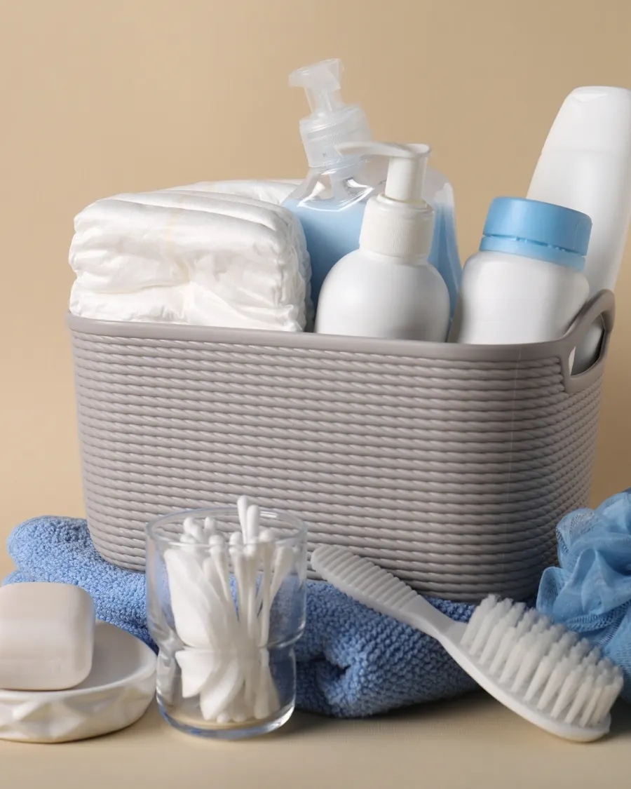 Basket of baby essentials
