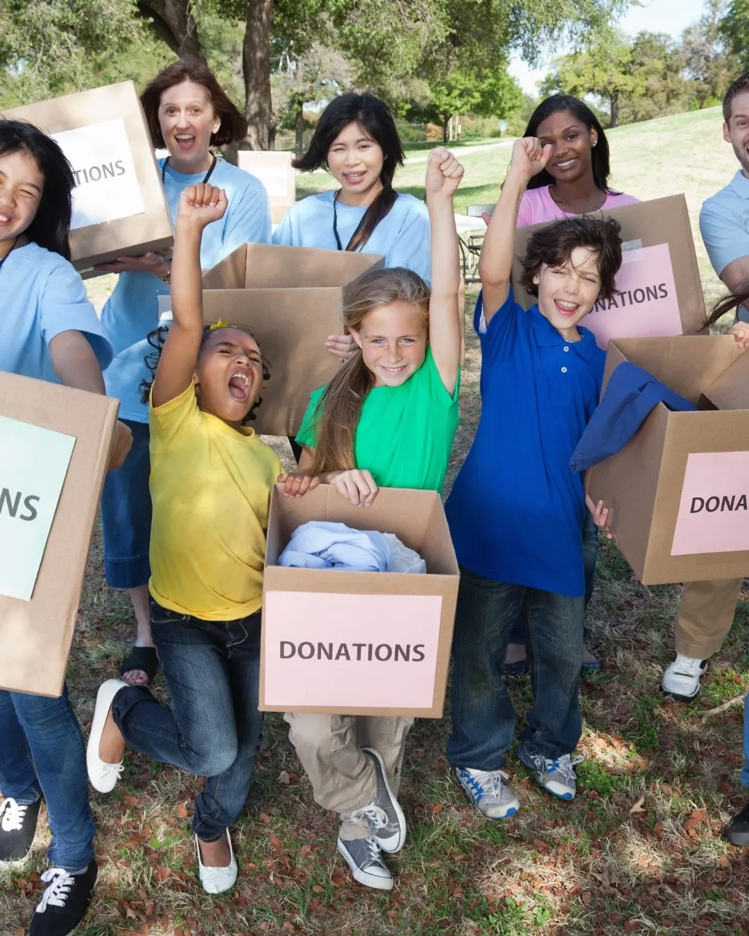 Donation boxes collected at a community drive